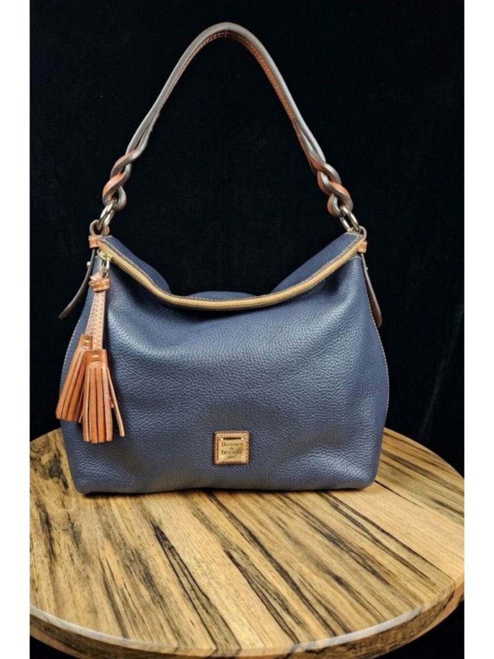 Dooney & Bourke Pebbled Leather Twist Strap Hobo Shoulder Bag